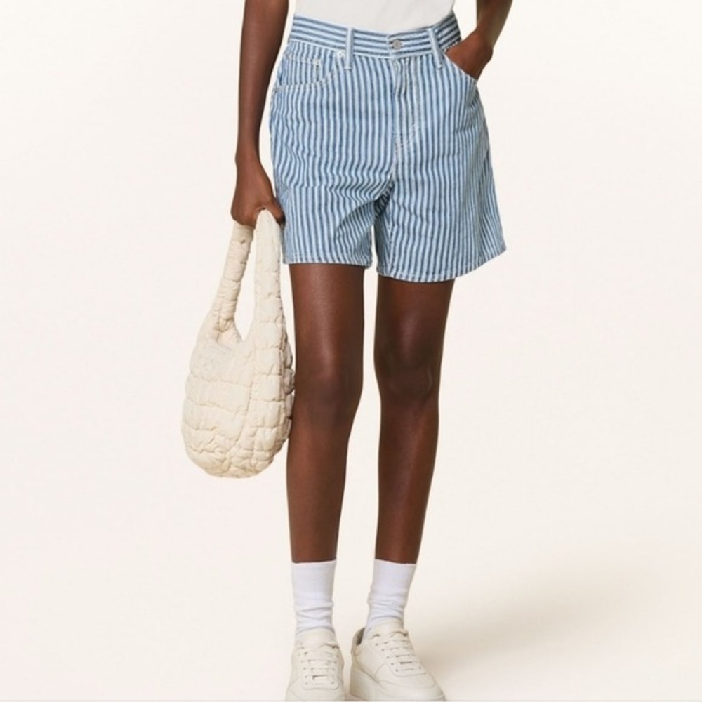 Gap‎ striped 4 inch the girlfriend Blue White Striped shorts plus Size 18 New!